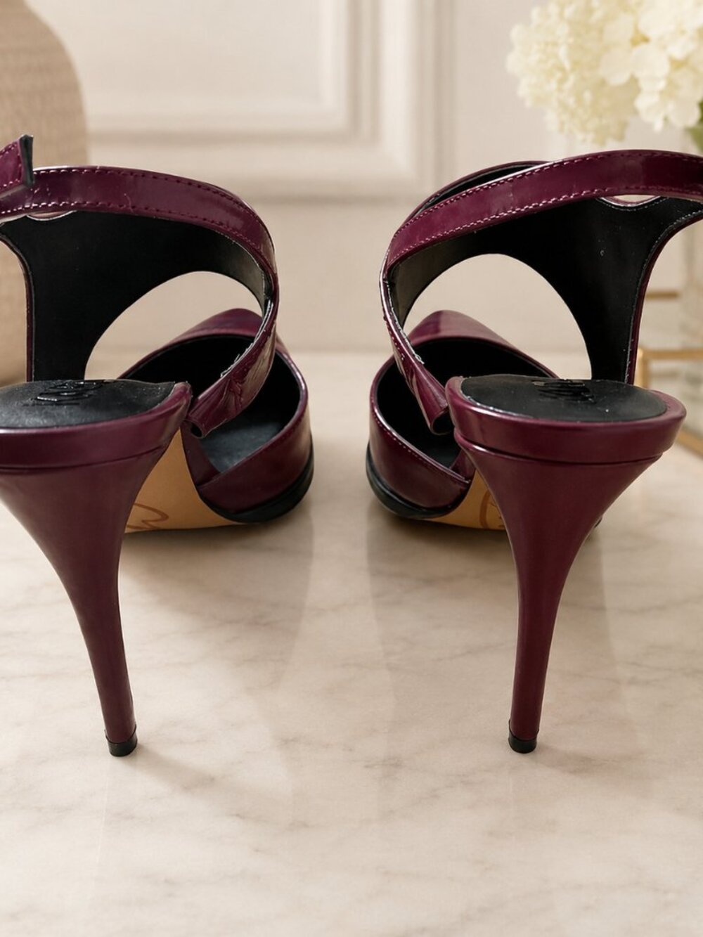 Karl Lagerfeld Burgundy Logo Slingback Heels – Size 7.5 NWOT - Picture 4 of 5